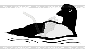 Silhouette of loon - vector clipart