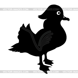 Silhouette of mandarin duck - vector image