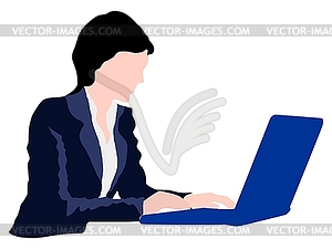 Деловая женщина с ноутбуком - клипарт в векторном виде