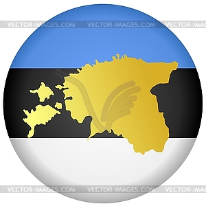 Flag button in colours of Estonia - vector clipart