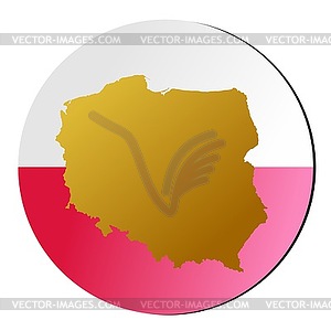 Флаг кнопки в цветах Польши - изображение в векторе
