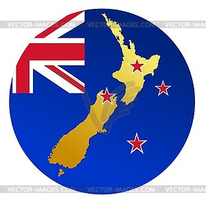 Flag button in colours of New Zealand - vector clipart