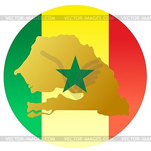 Flag button in colours of Senegal - vector clipart