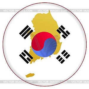 Flag button in colours of South Korea - vector image