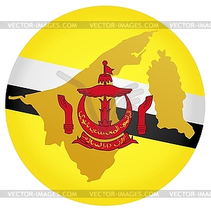 Flag button in colours of Brunei - vector EPS clipart