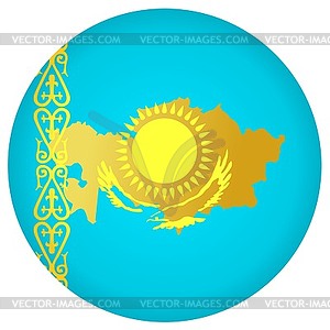 Flag button in colours of Kazakhstan - vector image