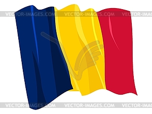 Развевающийся флаг Чада - цветной векторный клипарт