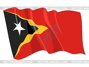 Развевающийся флаг Восточного Тимора - клипарт в векторном виде