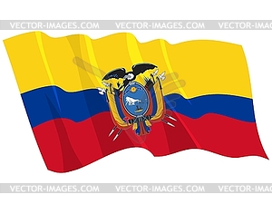 Waving flag of Ecuador - vector clip art