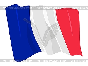 Развевающийся флаг Франции - клипарт в векторном формате