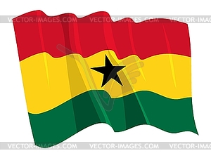 Waving flag of Ghana - vector clipart