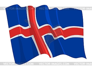 Waving flag of Iceland - vector image