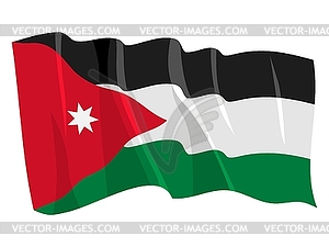 Развевающийся флаг Иордании - иллюстрация в векторном формате