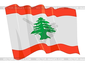 Waving flag of Lebanon - vector image