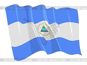 Waving flag of Nicaragua - vector image