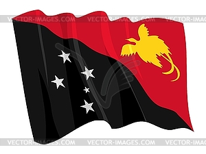 Waving flag of Papua New Guinea - vector clipart / vector image