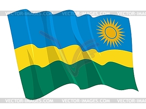 Waving flag of Rwanda - vector clip art