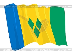 Waving flag of Saint Vincent and Grenadines - vector clipart