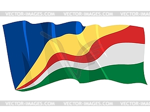 Развевающийся флаг Сейшельские острова - иллюстрация в векторном формате