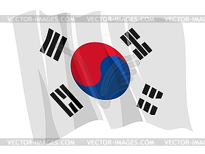 Развевающийся флаг Южной Кореи - клипарт