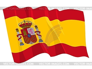 Waving flag of Spain - vector clip art