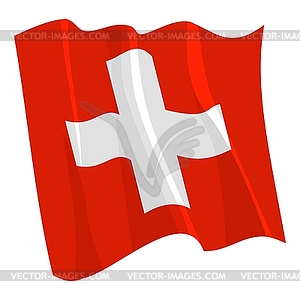 Waving flag of Switzerland - vector clip art