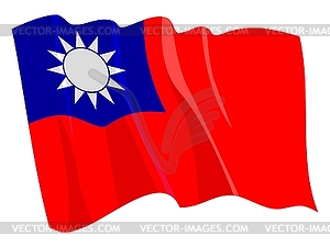 Развевающийся флаг Тайвань - векторное изображение клипарта
