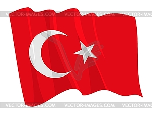 Waving flag of Turkey - vector clip art