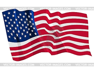 Развевающийся флаг США - иллюстрация в векторном формате