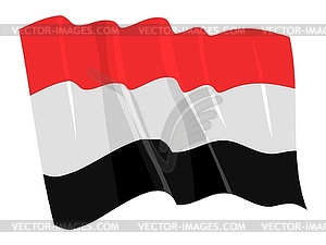 Waving flag of Yemen - vector clip art