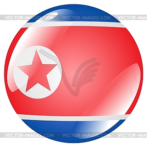 Button in colours of North Korea - vector clipart