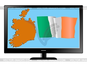 Ирландия на ТВ - цветной векторный клипарт