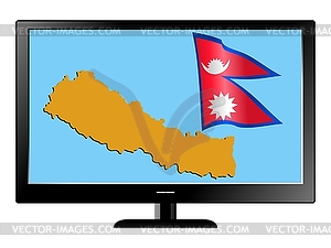 Nepal on TV - vector clip art