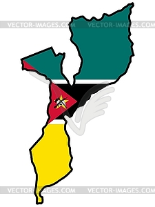 Map in colors of Mozambique - vector clipart