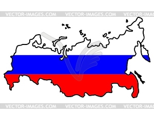 Карта России с флагом - изображение в векторе / векторный клипарт