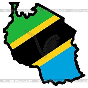 Map in colors of Tanzania - vector clipart