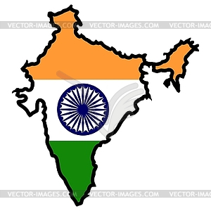 Map in colors of India - vector clipart