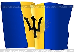 Waving flag of Barbados - vector clipart / vector image