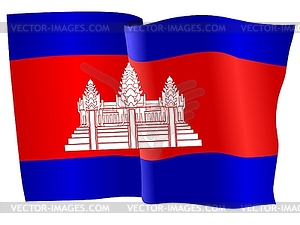 Waving flag of Cambodia - vector clip art