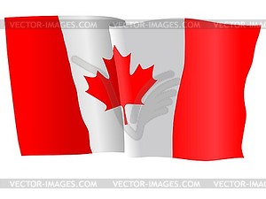 Развевающийся флаг Канады - цветной векторный клипарт