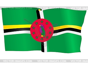 Развевающийся флаг Доминики - иллюстрация в векторном формате