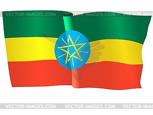 Waving flag of Ethiopia - vector clip art