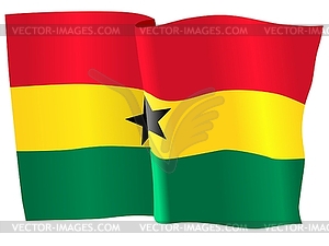 Waving flag of Ghana - vector image