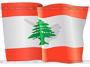 Waving flag of Lebanon - vector clipart / vector image