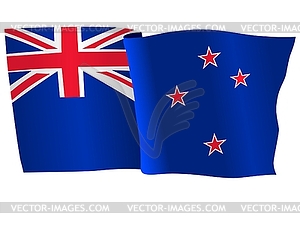 Waving flag of New Zealand - vector clip art