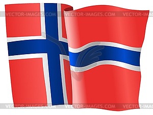 Развевающийся флаг Норвегии - клипарт в векторном формате