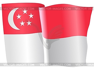 Waving flag of Singapore - vector image