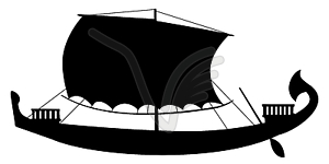 Ancient sail boat - white & black vector clipart