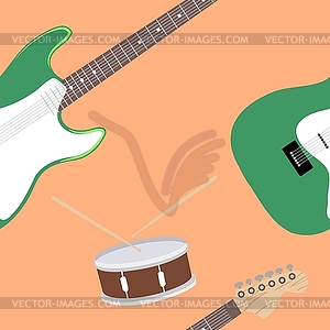 Abstract seamless background with musical instruments - vector clipart