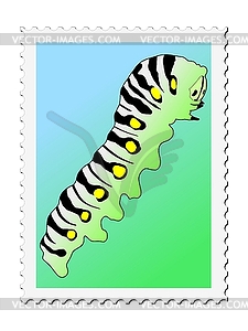 Stamp with caterpillar - vector image